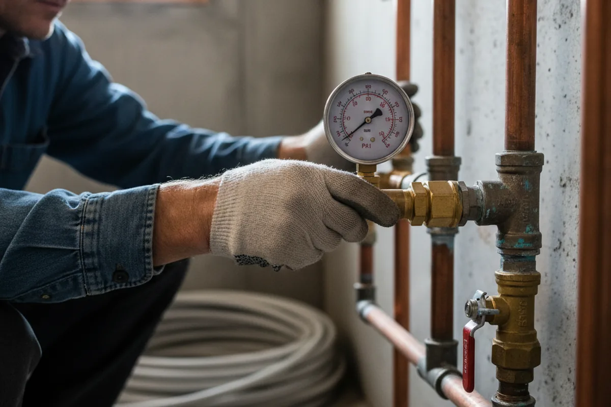 Pressure testing a repaired line during Water Line Repair in Coalton